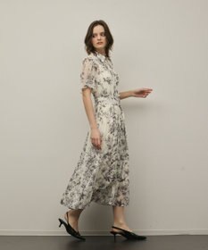 GRACE CONTINENTAL フラワープリントシャツフレアワンピース