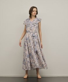 GRACE CONTINENTAL サラサプリントフリルカラーワンピース