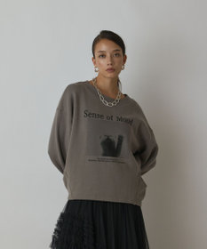 GRACE CONTINENTAL Catphoto裏毛トップ カーキ