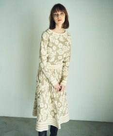 GRACE CONTINENTAL フローラルラメニットトップ