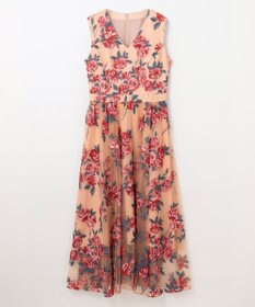 GRACE CONTINENTAL ローズ刺繍フレアドレス
