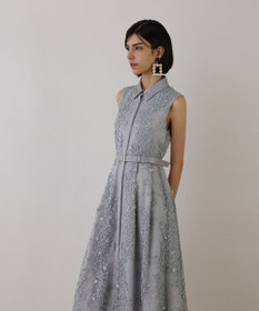 GRACE CONTINENTAL フラワーライン刺繍ワンピース