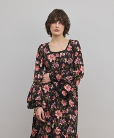 GRACE CONTINENTAL ボタニカルプリントティアードワンピース