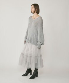 GRACE CONTINENTAL ラメチュールギャザースカート