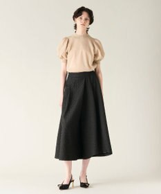 GRACE CONTINENTAL ラメシアーパフニットトップ ゴールド