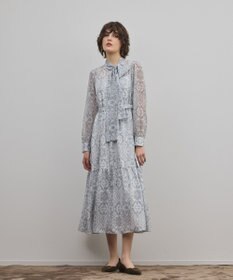 GRACE CONTINENTAL ダマスク柄風プリントワンピース グレー