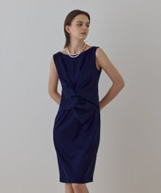 GRACE CONTINENTAL サテンクロスドレープワンピース ネイビー