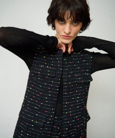 GRACE CONTINENTAL ネオンドットジャガードワンピース ブラック