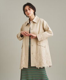 GRACE CLASS ノーカラーコート ミックスツイード　ビジュー　ベージュ GRACE CLASS ノーカラーコート ミックスツイードビジューベージュ