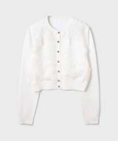 GRACE CONTINENTAL ローズ刺繍ニットカーディガン