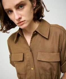 GRACE CONTINENTAL リネンタッチサファリドレス