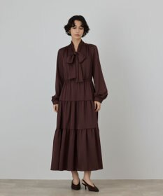 GRACE CONTINENTAL ボウタイティアードワンピース ブラウン