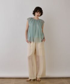 GRACE CONTINENTAL チュールタックノースリーブ ライトグリーン