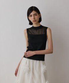 GRACE CONTINENTAL シアーグロスニットトップ ブラック