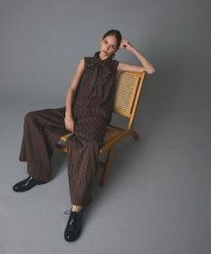 GRACE CONTINENTAL ヒッコリージャガードボウタイブラウス