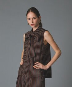 GRACE CONTINENTAL ヒッコリージャガードボウタイブラウス
