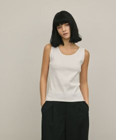 GRACE CONTINENTAL テレコノースリーブトップ ホワイト