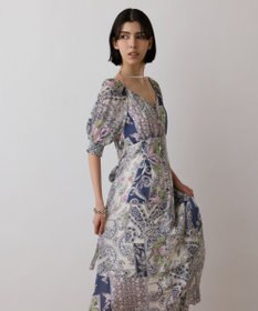GRACECONTINENTAL スカーフプリントドレス　ネイビー グレースコンチネンタル GRACE CONTINENTAL スカーフプリント