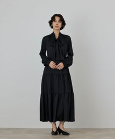GRACE CONTINENTAL ボウタイティアードワンピース ブラック