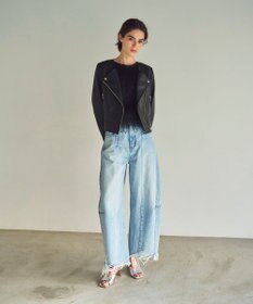 GRACE CONTINENTAL ノーカラーレザーライダースジャケット