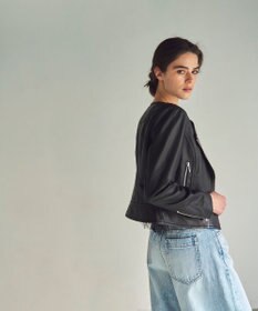 GRACE CONTINENTAL ノーカラーレザーライダースジャケット