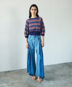 GRACE CONTINENTAL ボーダーパフニットトップ