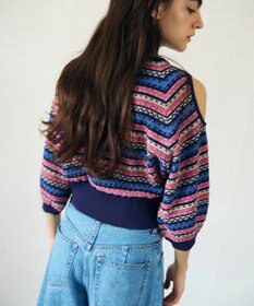 GRACE CONTINENTAL ボーダーパフニットトップ