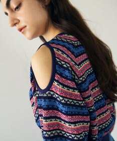 GRACE CONTINENTAL ボーダーパフニットトップ