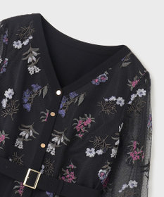 GRACE CONTINENTAL チュールフラワー刺繍ワンピース