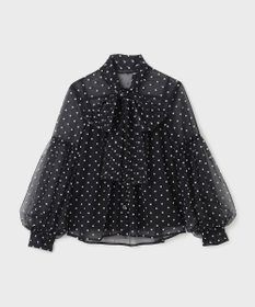 GRACE CONTINENTAL チュールドットボウタイブラウス