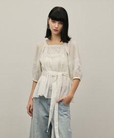GRACE CONTINENTAL レースコンビピンタックブラウス