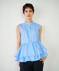 GRACE CONTINENTAL ヘムフリルノースリーブ ブルー