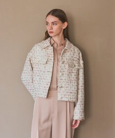 GRACE CONTINENTAL ツイードクロップドジャケット キナリ