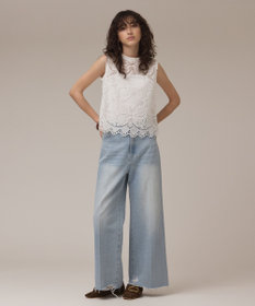 GRACE CONTINENTAL サークルレースノースリーブトップ ホワイト