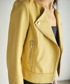 GRACE CONTINENTAL ノーカラーレザーライダースジャケット