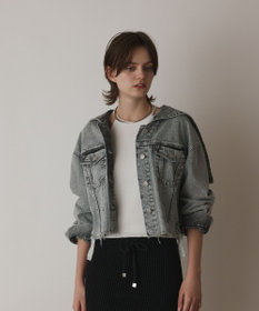GRACE CONTINENTAL フードジップデニムジャケット グレー