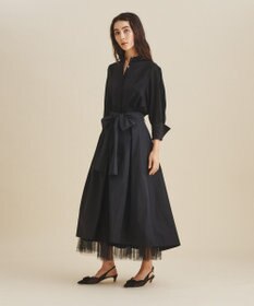 GRACE CONTINENTAL ブラックタフタオーバースカート ブラック