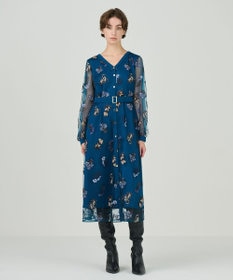 GRACE CONTINENTAL チュールフラワー刺繍ワンピース