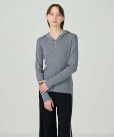 GRACE CONTINENTAL メリノウールリブフーディー グレー