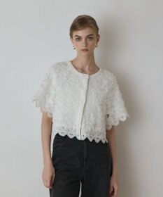 GRACE CONTINENTAL フラワー刺繍ニットカーディガン