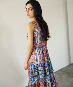GRACE CONTINENTAL パネルプリントティアードワンピース