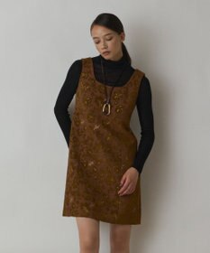 GRACE CONTINENTAL サラサジャガードミニワンピース ブラウン