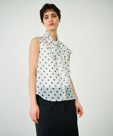 GRACE CONTINENTAL シアードットプリントブラウス ホワイト