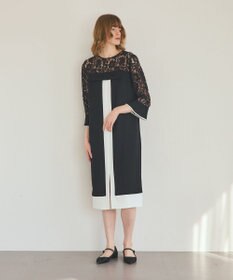 GRACE CONTINENTAL レースコンビバイカラーワンピース