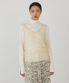 GRACE CONTINENTAL スパン刺繍メッシュワンピース