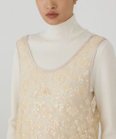 GRACE CONTINENTAL スパン刺繍メッシュワンピース