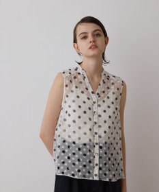 GRACE CONTINENTAL ドットオパールボウタイノースリーブ