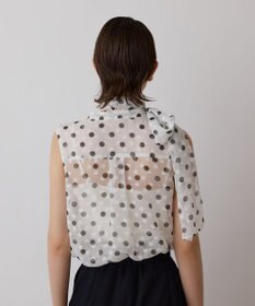 GRACE CONTINENTAL ドットオパールボウタイノースリーブ