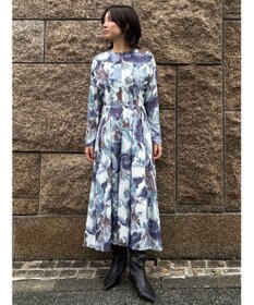 GRACE CONTINENTAL タックフレアプリントワンピース