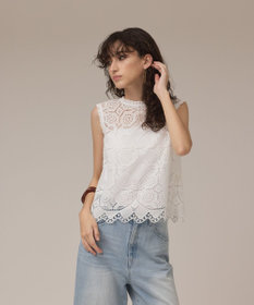 GRACE CONTINENTAL サークルレースノースリーブトップ